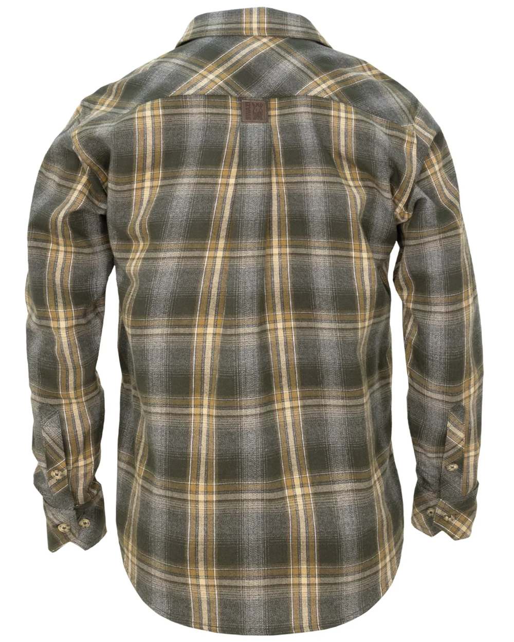 Olive coloured Swazi Grafter Shirt on white background 