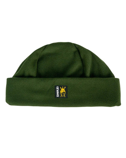 Olive Coloured Swazi Hasbeanie on white background 