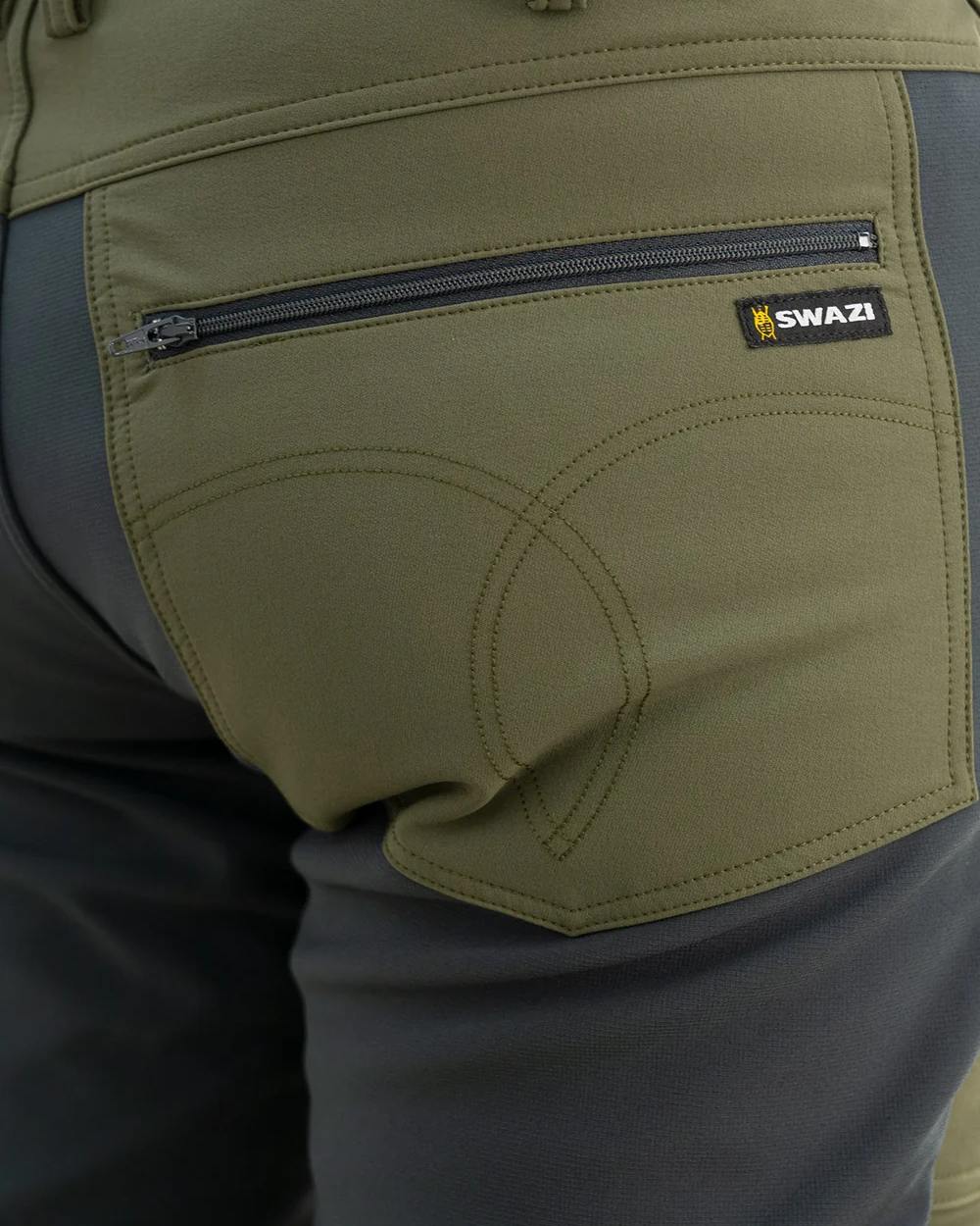 Gran Green coloured Swazi Mens Forest Pants on white background 
