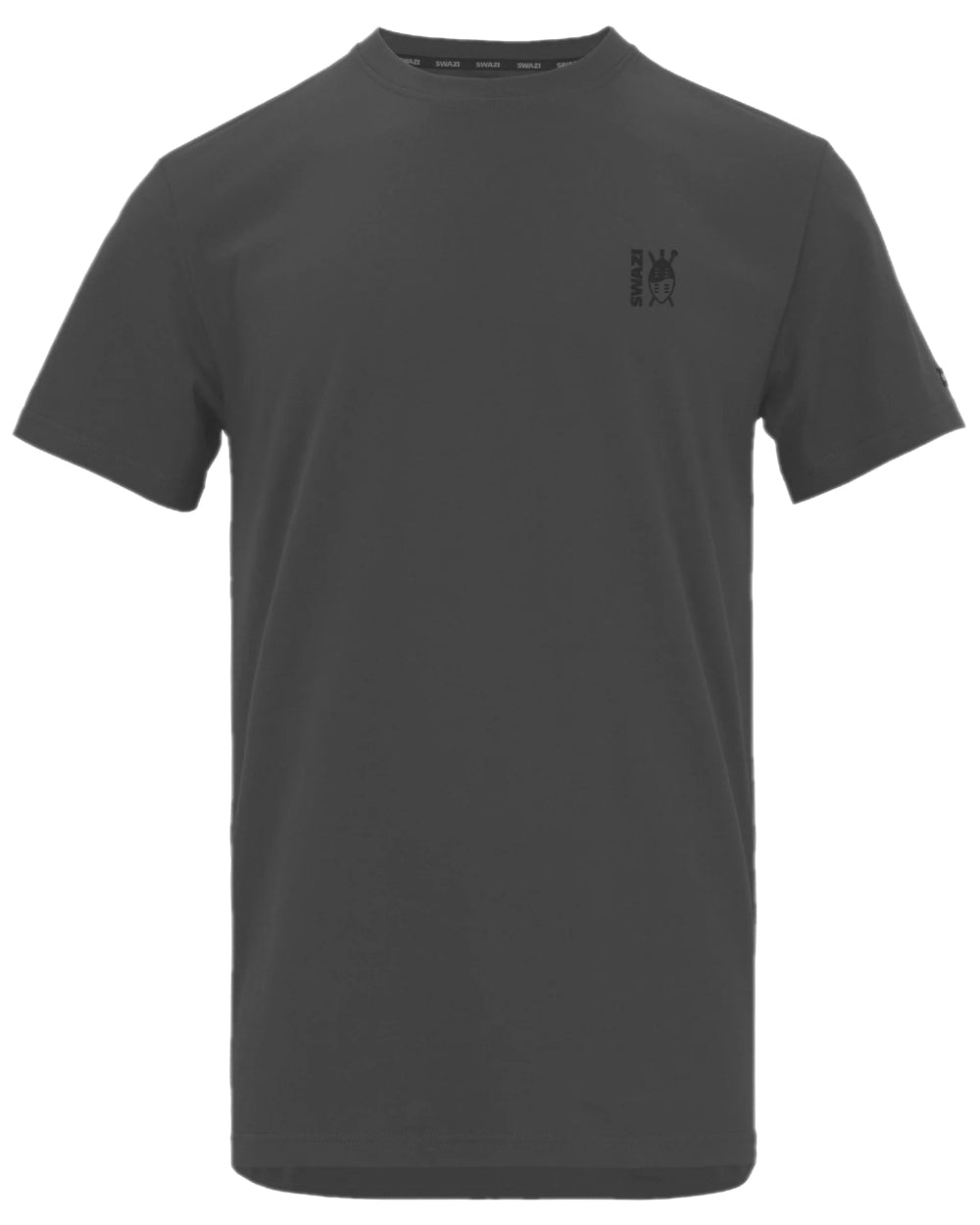 Iron Coloured Swazi Mens Reverse Shield Tee on white background 
