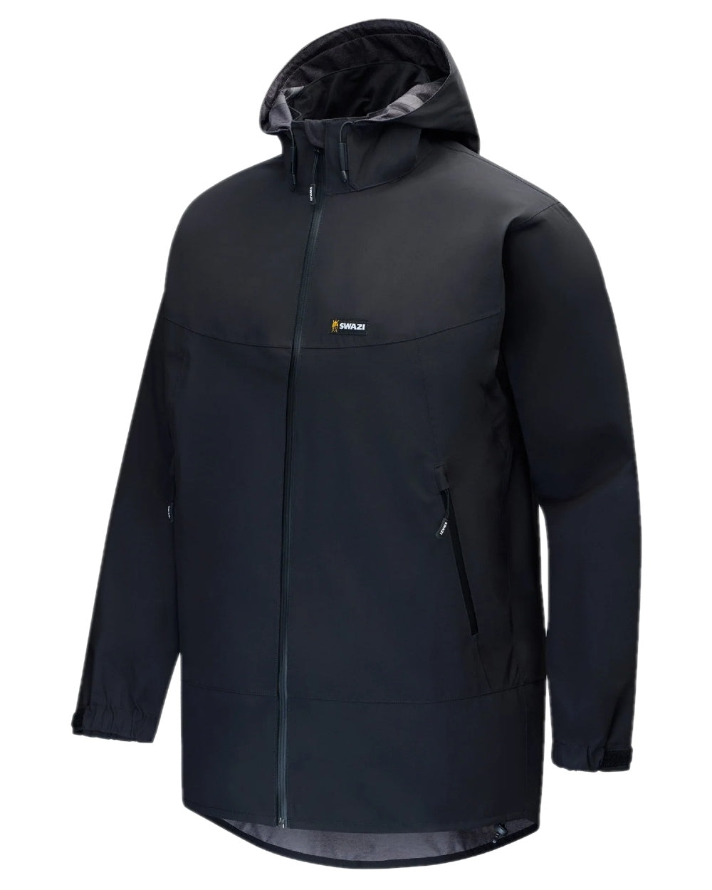 Black Coloured Swazi Mens Sentinel Ultralight Jacket on white background 