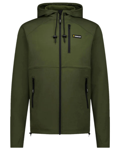 Olive Coloured Swazi Mens Stalker Hooded Jacket on white background 