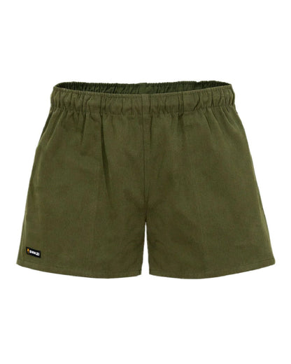 Olive Coloured Swazi Moley Shorts on white background 