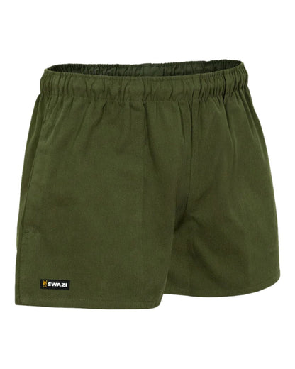 Olive Coloured Swazi Moley Shorts on white background 