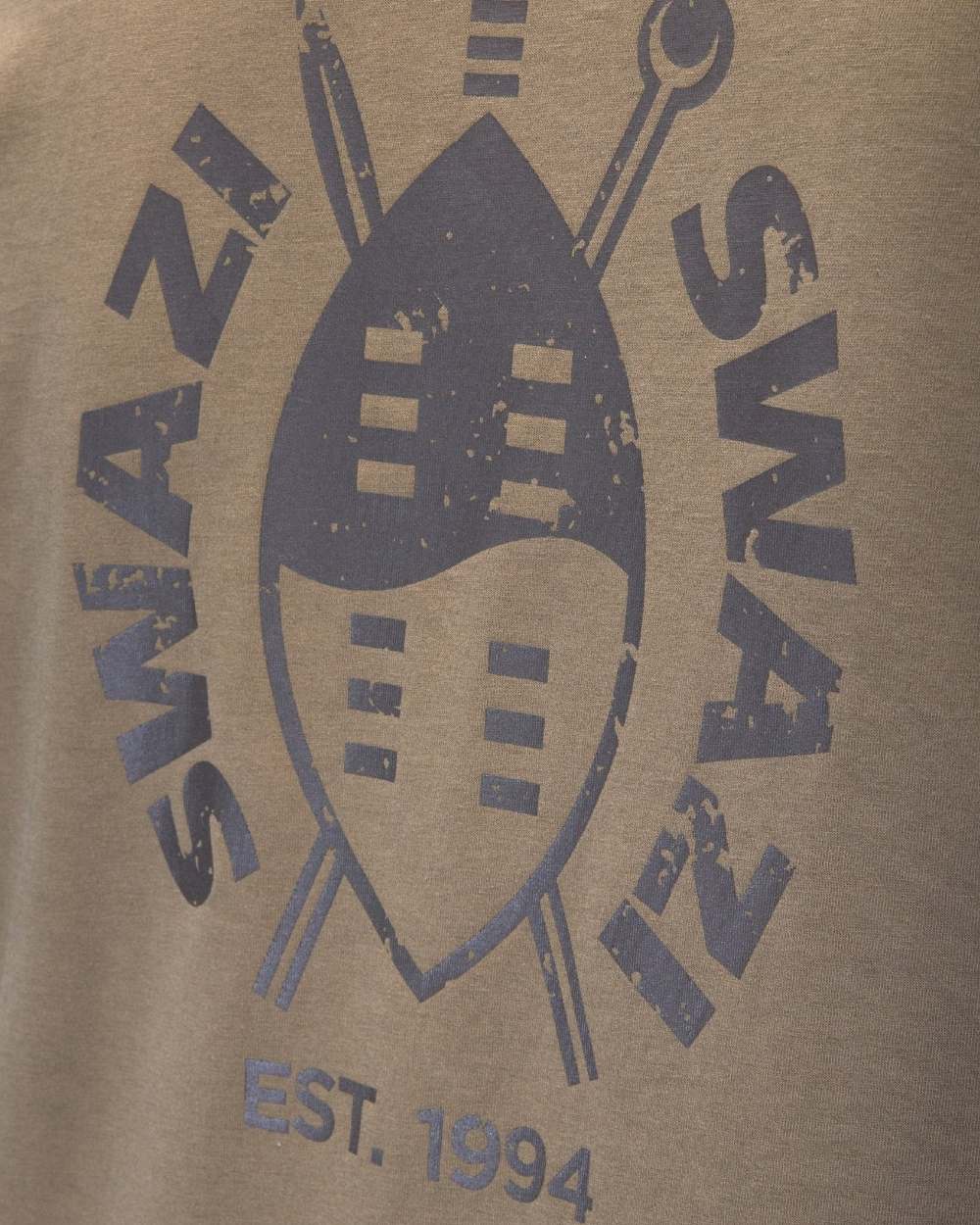 Stone Coloured Swazi Reverse Clan Tee on white background 