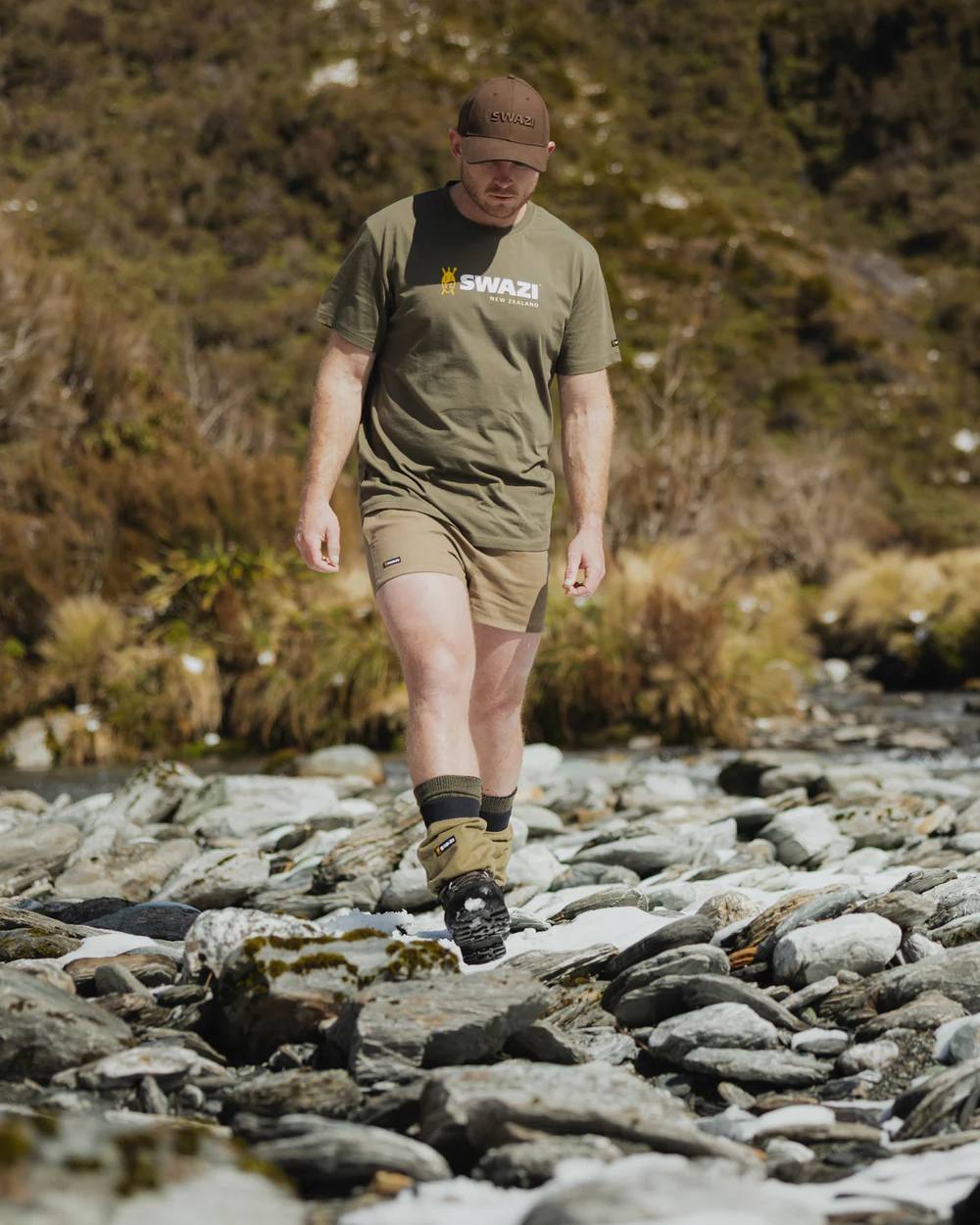 Ranger Coloured Swazi Tee on forest background 