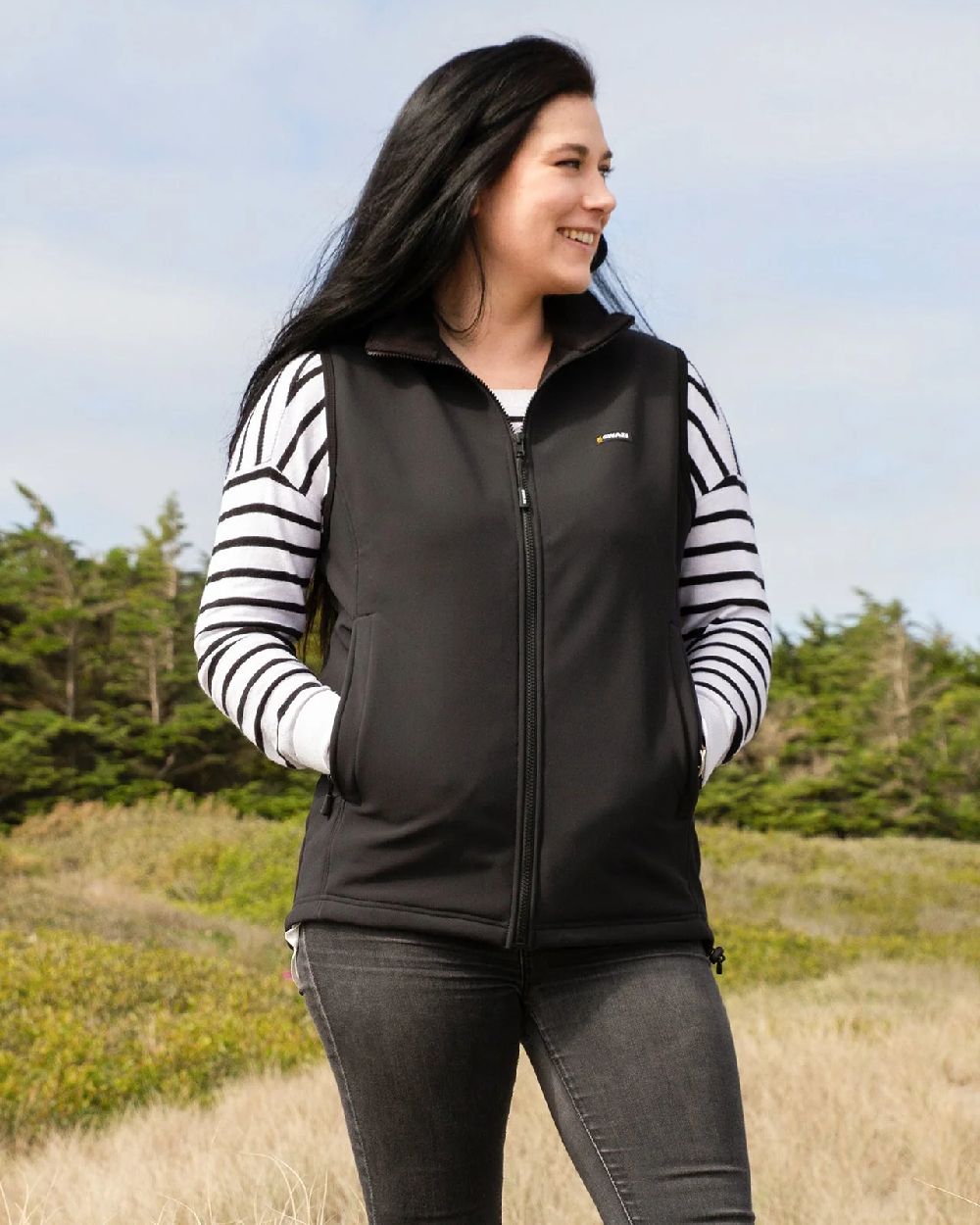 Black Coloured Swazi Womens Sable Vest on outdoor background 