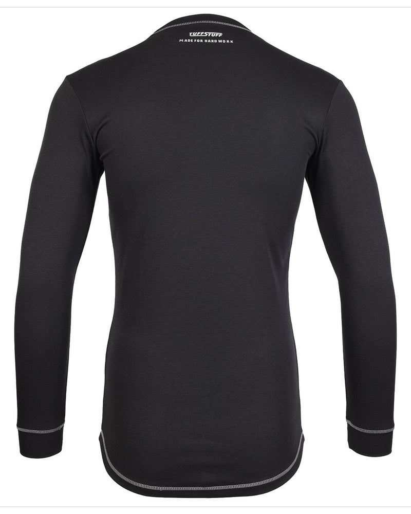 Black coloured TuffStuff Basewear Long Sleeve T-Shirt on white background