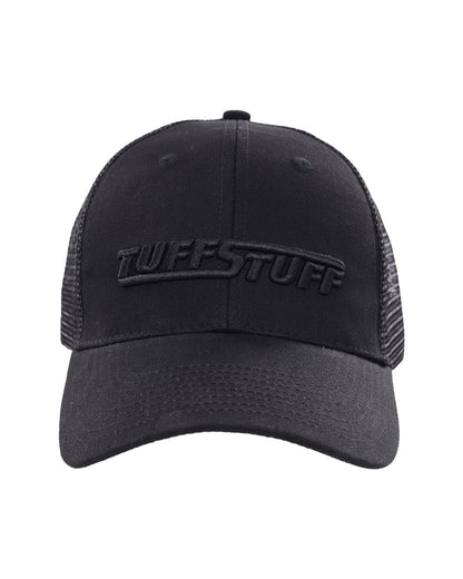 Black coloured TuffStuff Trucker Cap on White background 
