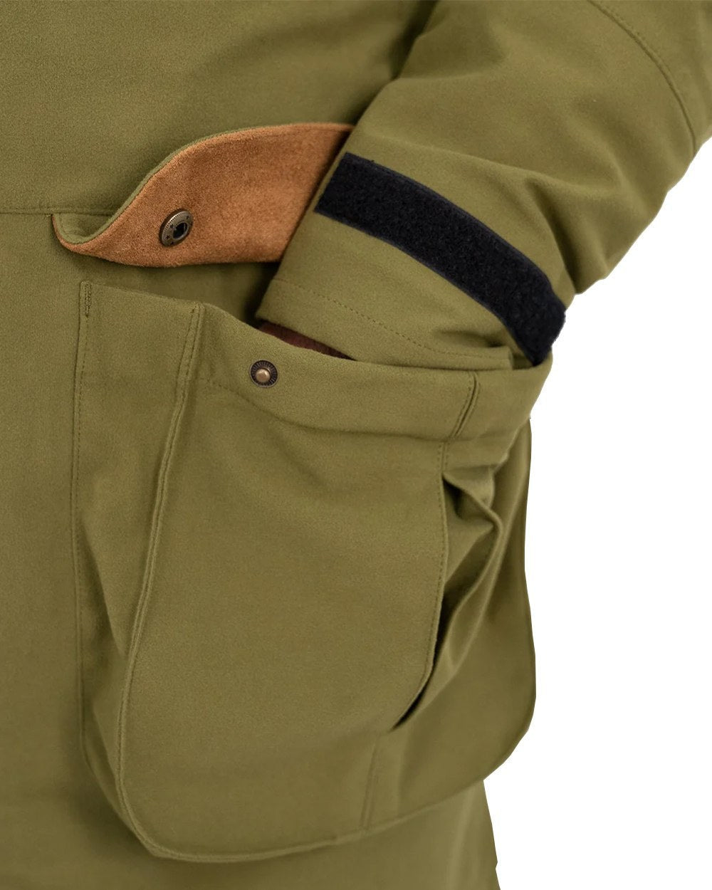 Tussock Green Coloured Swazi Wapiti Xp Jacket On A White Background 