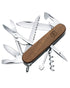 Walnut Wood Coloured Victorinox Huntsman Wood Swiss Army Pocket Knife on white background 