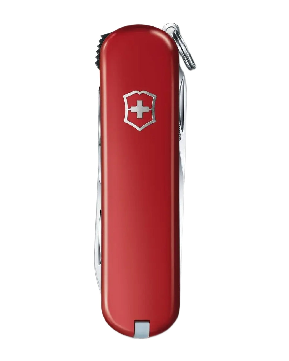 Red Coloured Victorinox Nail Clip 580 Swiss Army Pocket Knife on white background 