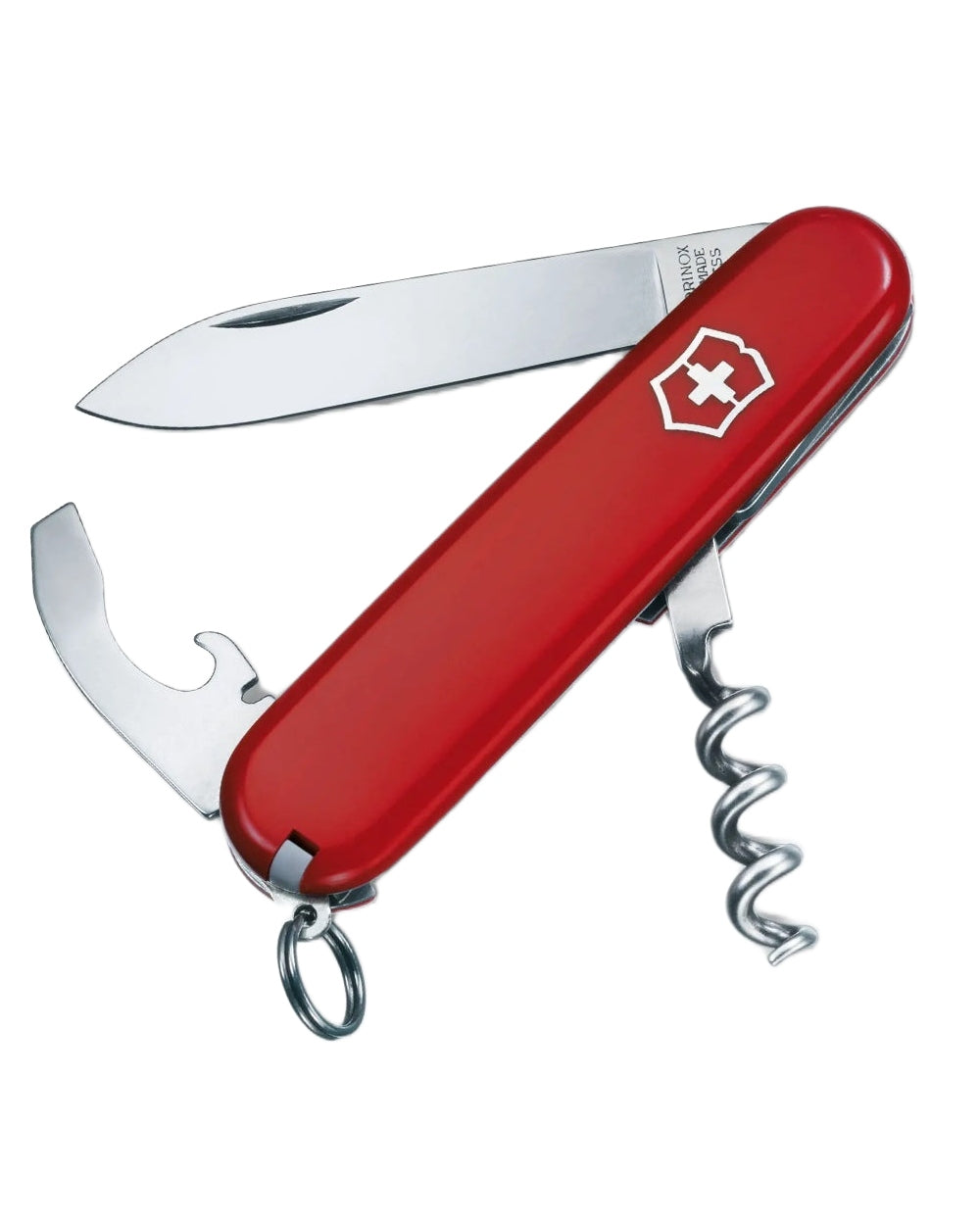 Red Coloured Victorinox Waiter Swiss Army Pocket Knife on white background 