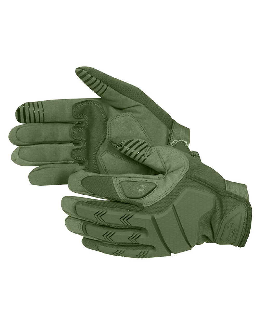 Green Coloured Viper Recon Gloves on white background 