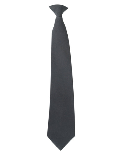 Black Coloured Viper Security Clip-On Tie on white background 