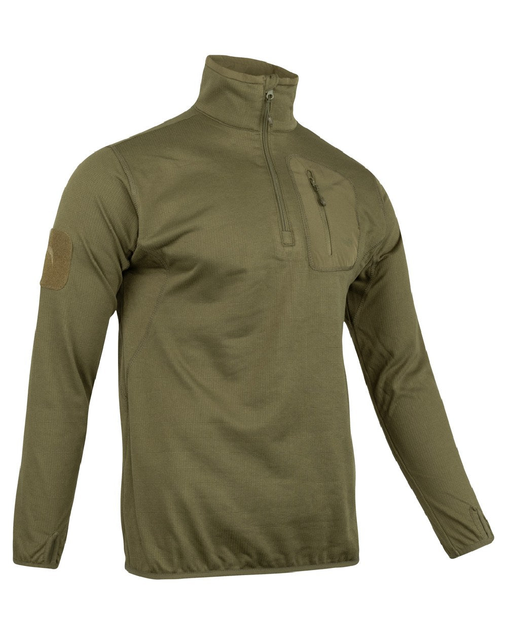 Green Coloured Viper Technical Mid Layer Fleece Top on white background 