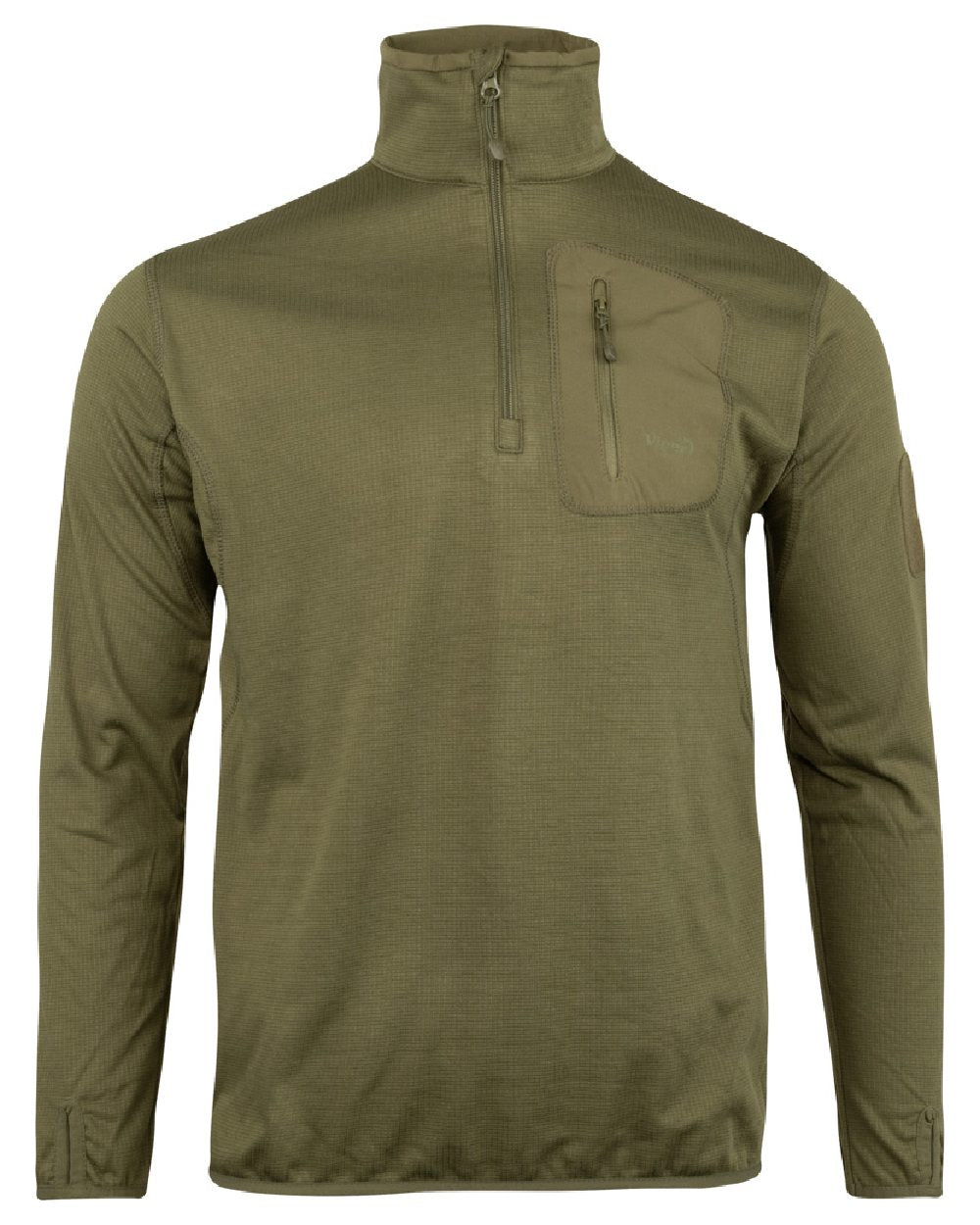 Green Coloured Viper Technical Mid Layer Fleece Top on white background 