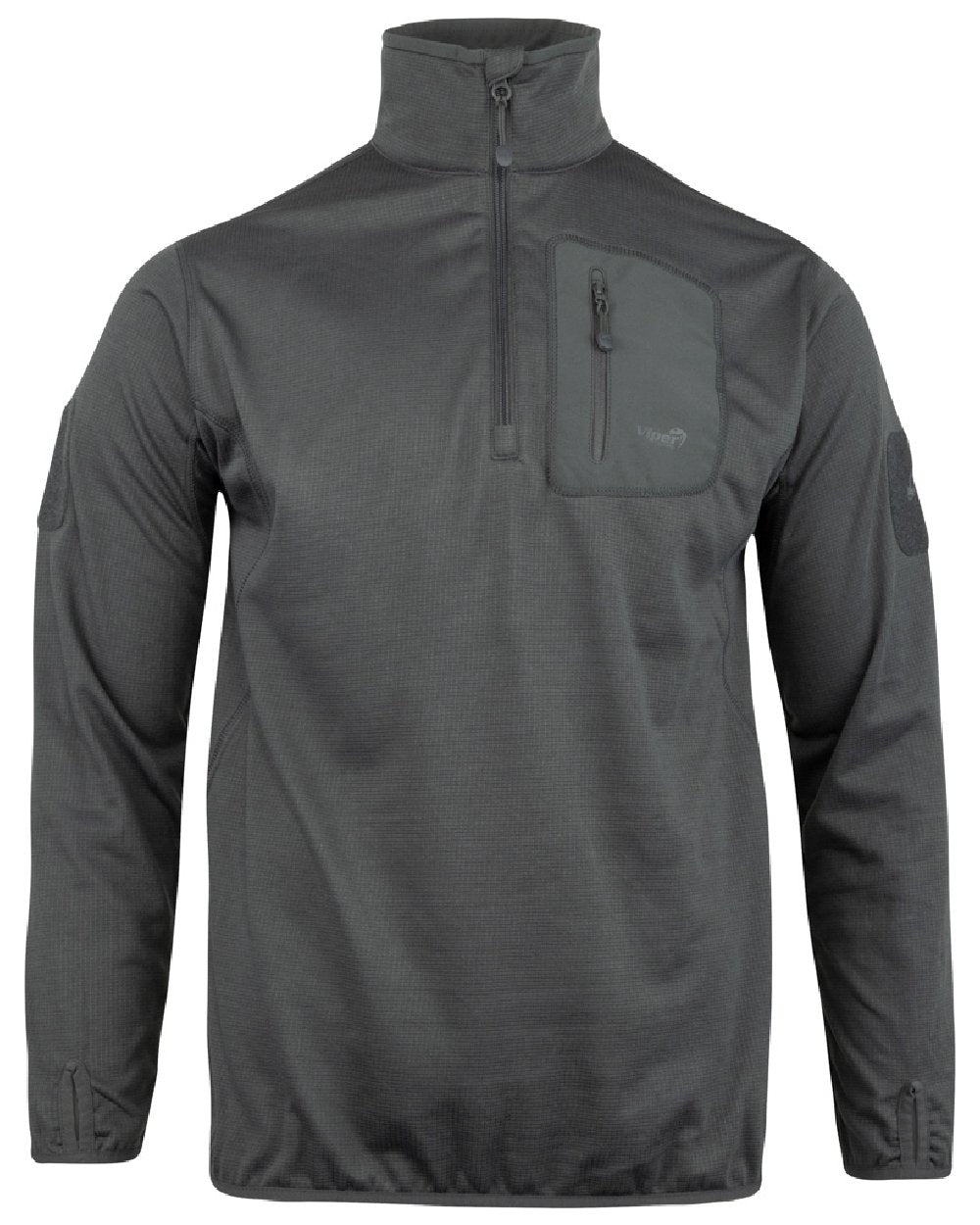 Titanium Coloured Viper Technical Mid Layer Fleece Top on white background 