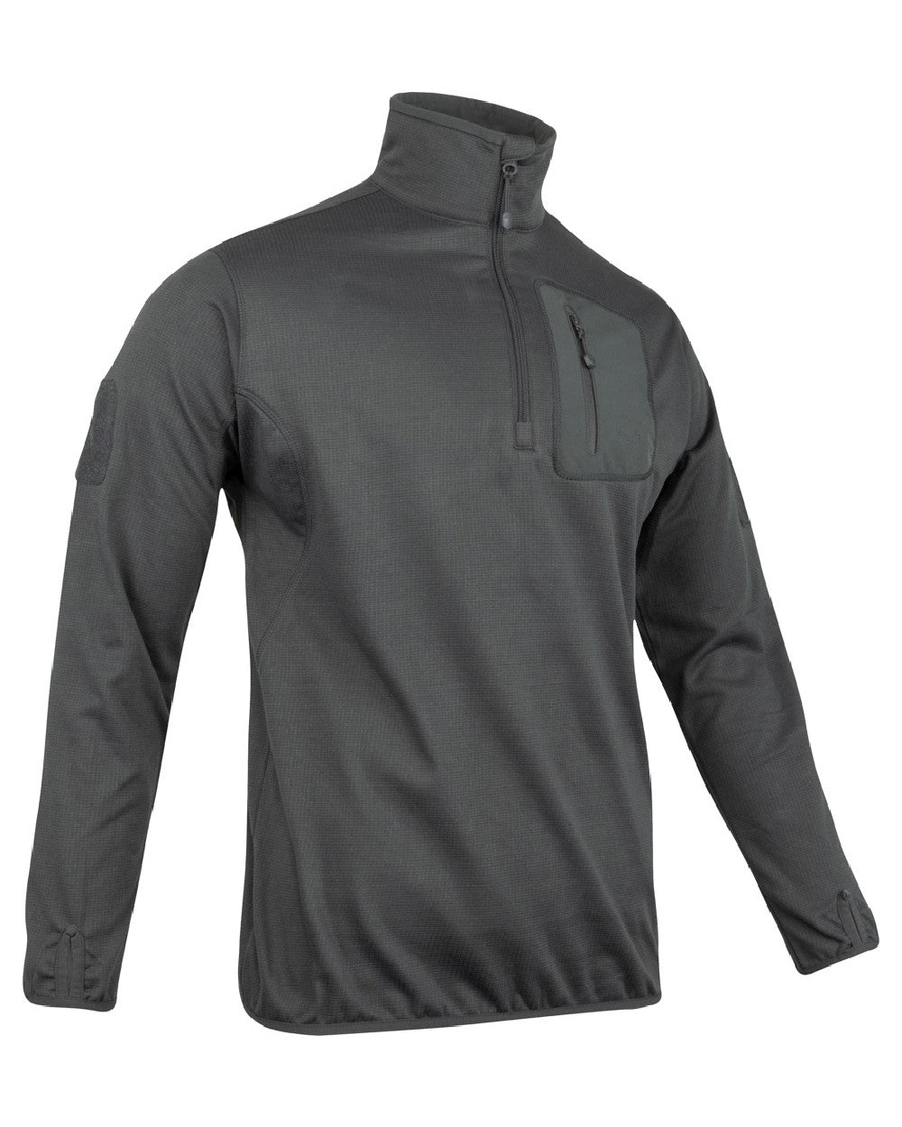 Titanium Coloured Viper Technical Mid Layer Fleece Top on white background 