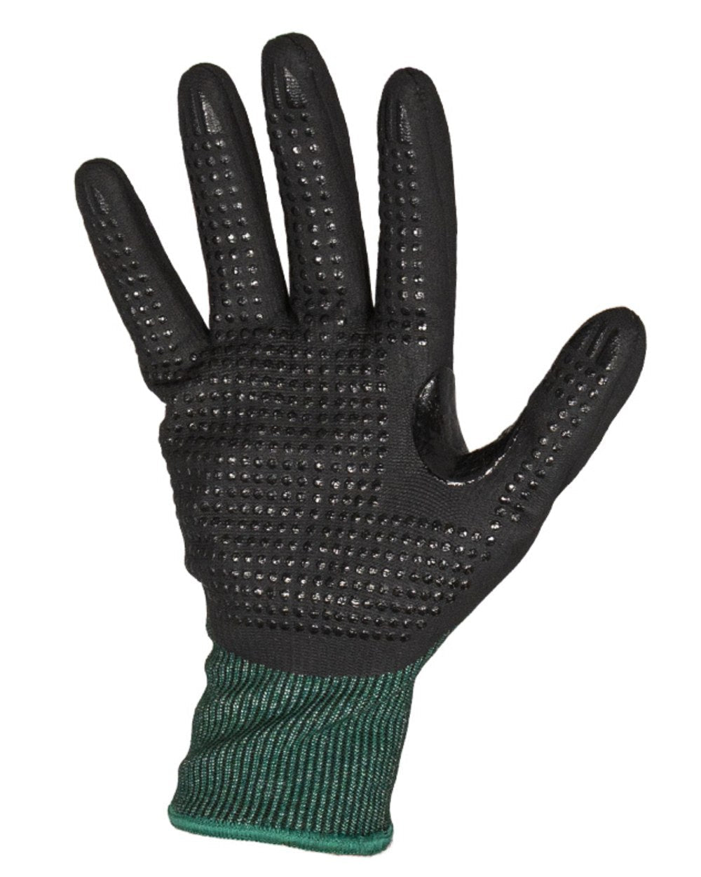 Green Black coloured Xpert Core Toughcut Level C Cut Resistant Dexterous Gloves on white background 