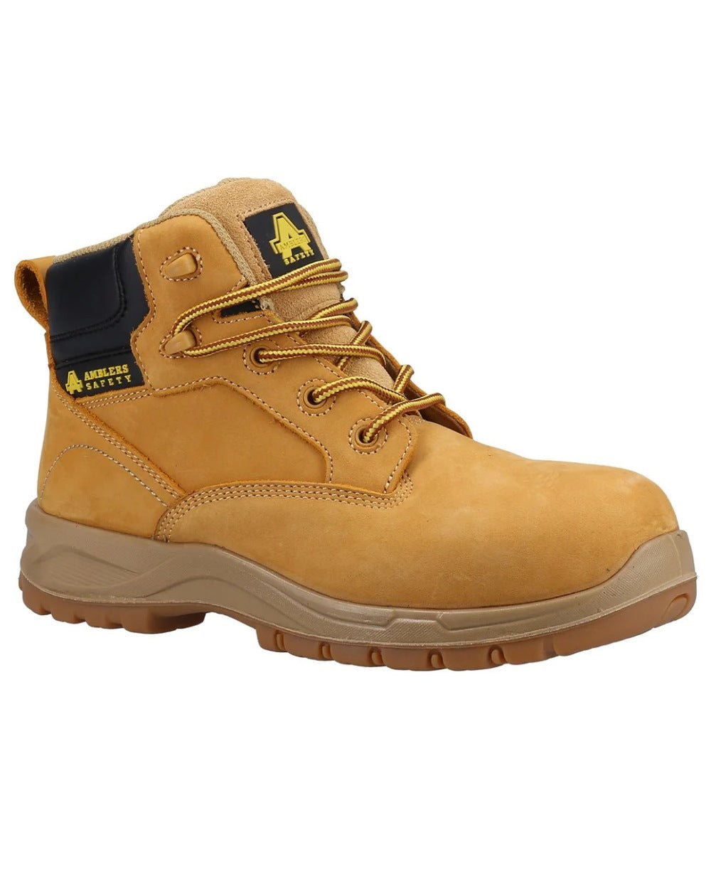 Honey coloured Amblers Safety Womens AS605C Kira Waterproof Safety Boots on white background