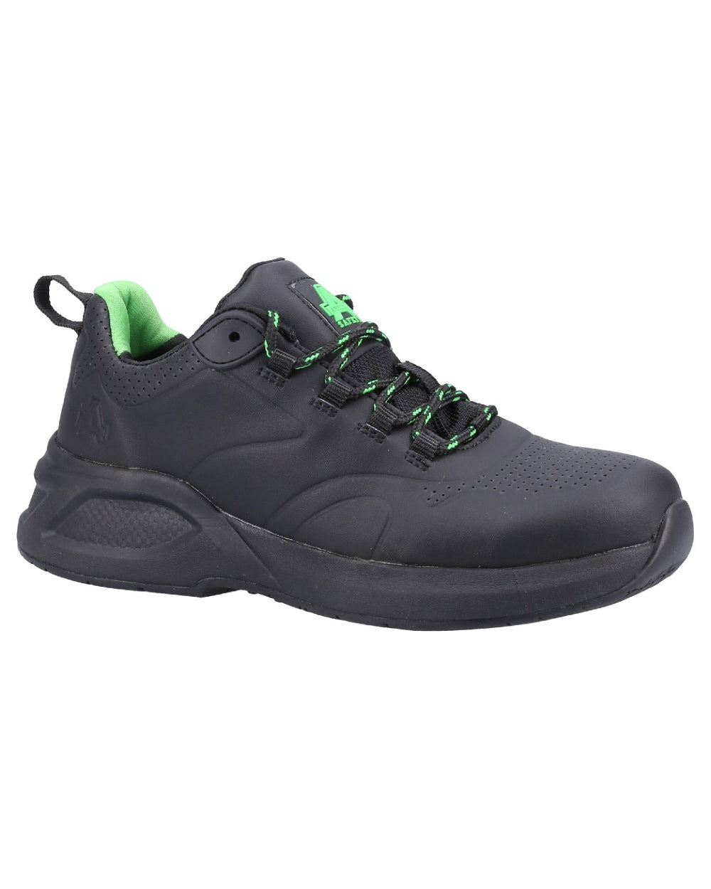 Black coloured Amblers Safety AS612 Fern Safety Trainers on a white background