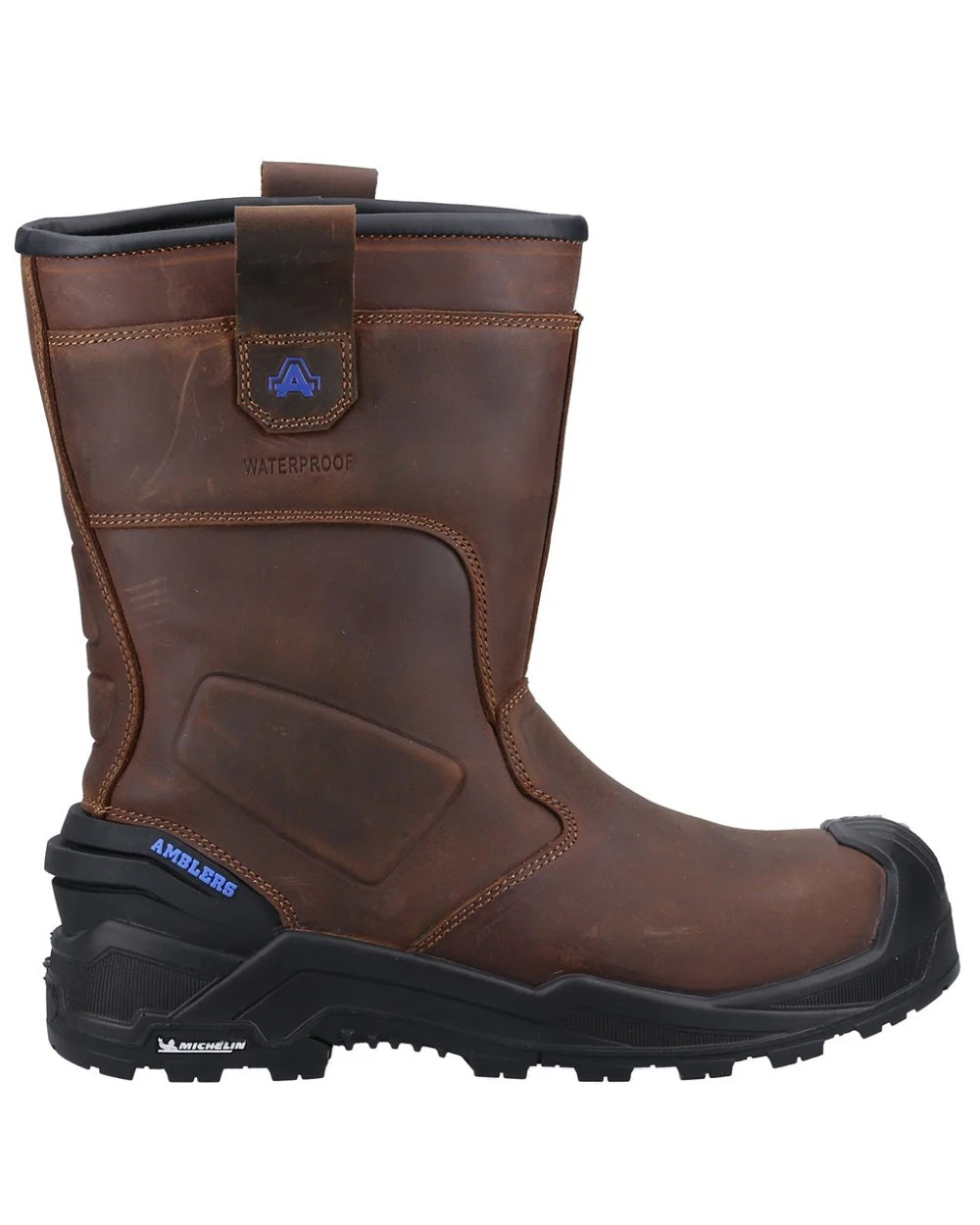 Brown coloured Amblers Safety AS983C Conqueror Waterproof Rigger Boots on white background