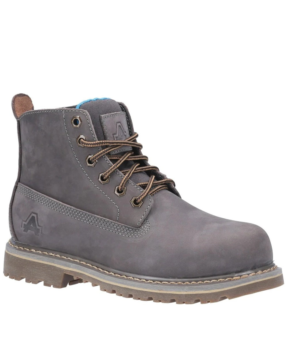 Grey Coloured Amblers Safety AS105 Mimi Safety Boots on white background