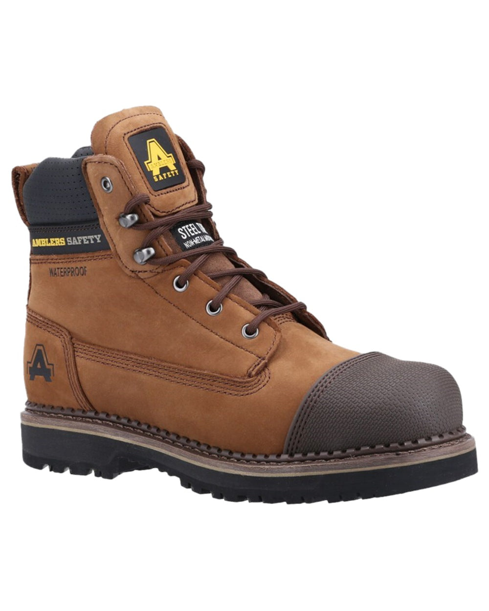 Brown Coloured Amblers Safety AS233 Austwick Waterproof Safety Boots on a white background