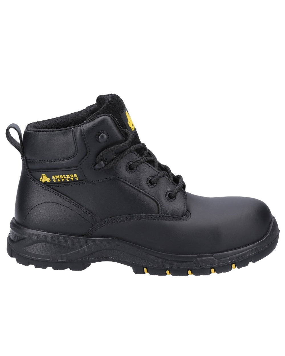 Black Coloured Amblers Safety AS605C Safety Boots on a white background