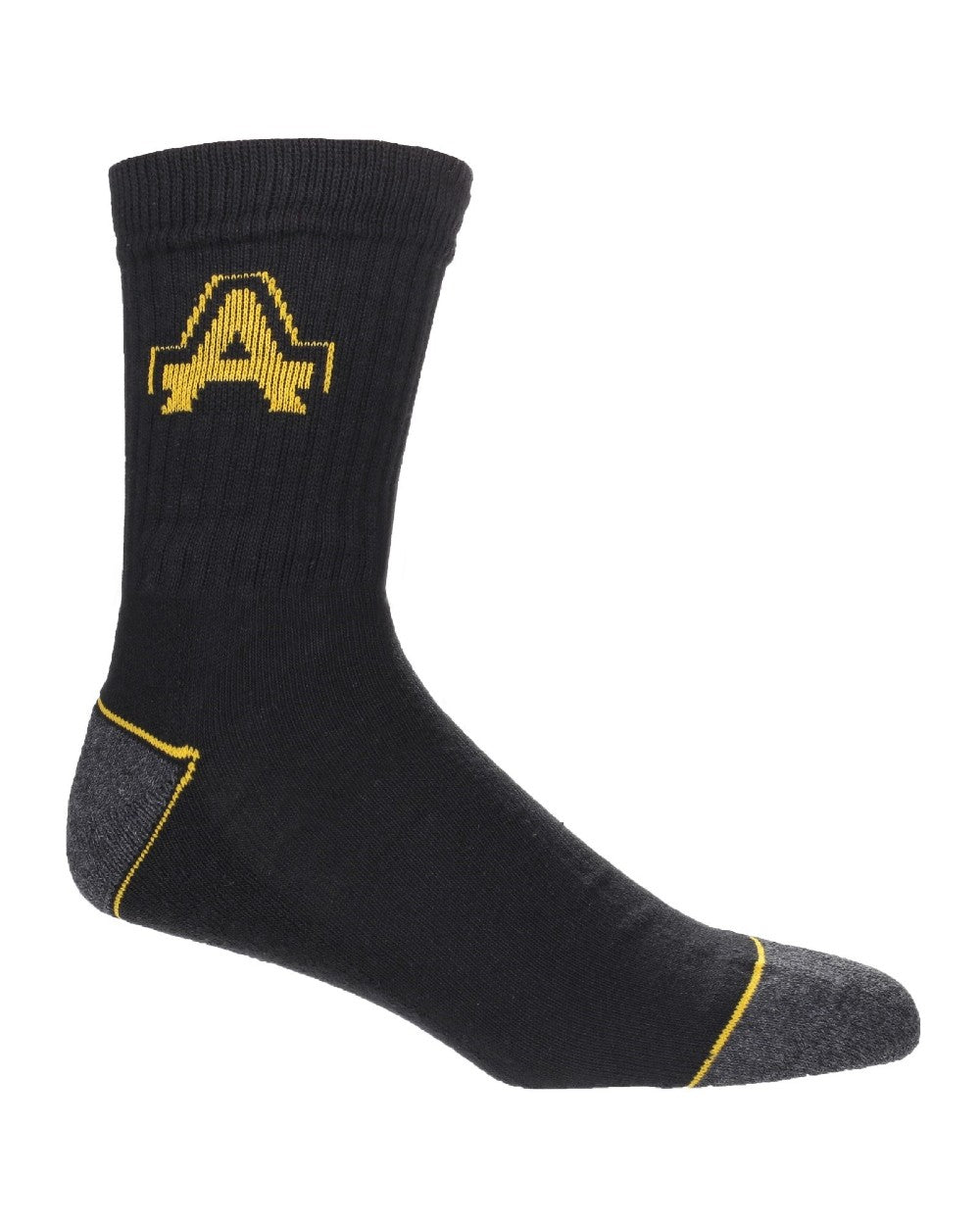 Black Coloured Amblers Safety Amblers Heavy Duty Work Socks 3 pack on a white back ground