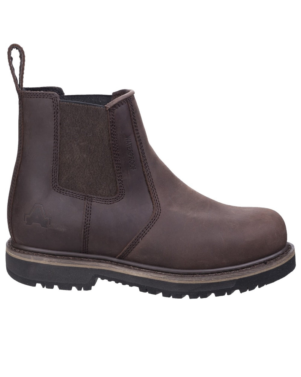 Brown Coloured Amblers Safety AS231 Skipton Waterproof Dealer Safety Boots on a white back ground