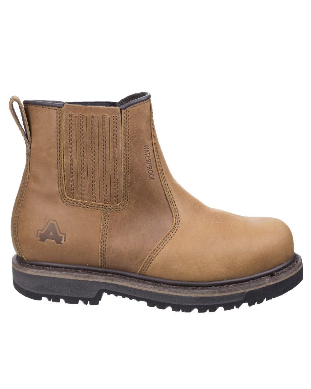 Tan Coloured Amblers Safety AS232 Workton Waterproof Safety Boots on a white background