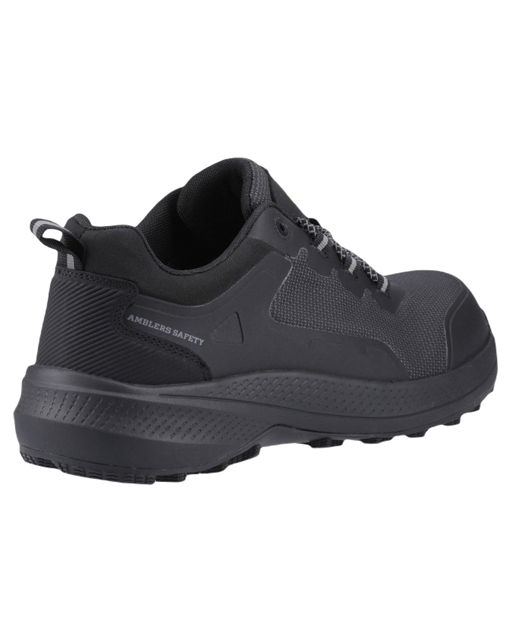 Black Coloured Amblers Safety AS322C Waterproof S7 SR Tarka Trainers on White Background
