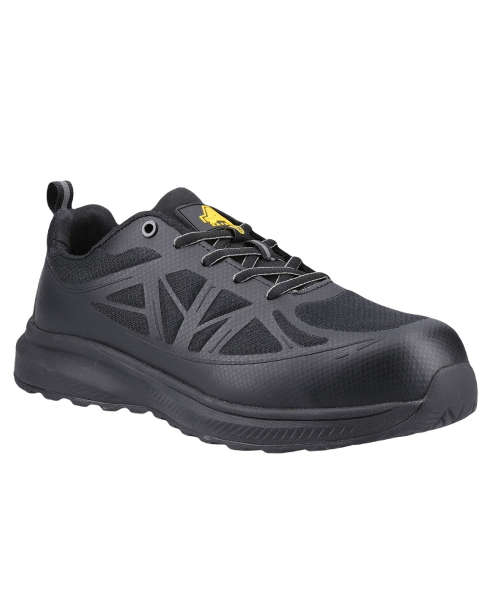 Black Coloured Amblers Safety AS721C Hurdle S1PL Safety Trainers on White Background
