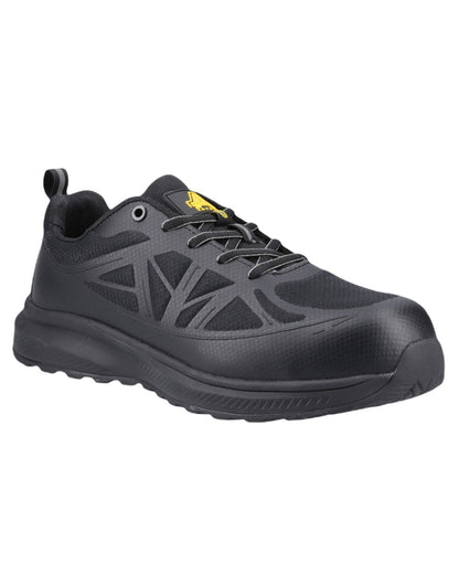 Black Coloured Amblers Safety AS721C Hurdle S1PL Safety Trainers on White Background
