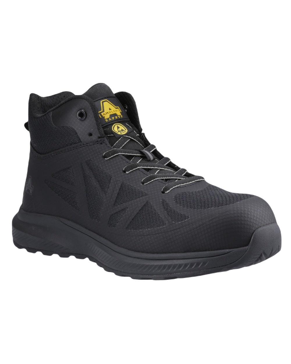 Black Coloured Amblers Safety AS722C Relay S1PL SR Safety Hikers on White Background
