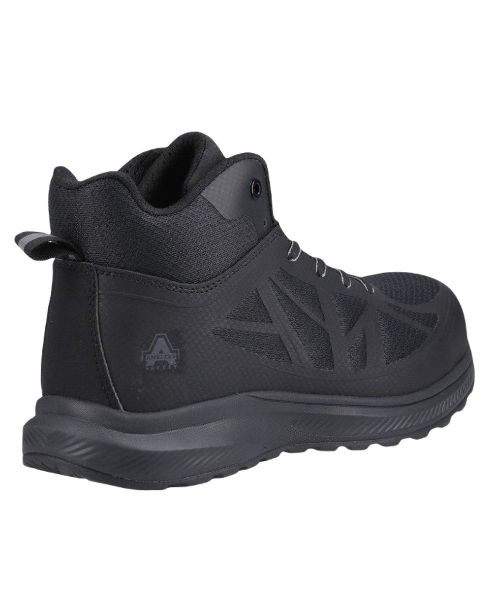 Black Coloured Amblers Safety AS722C Relay S1PL SR Safety Hikers on White Background
