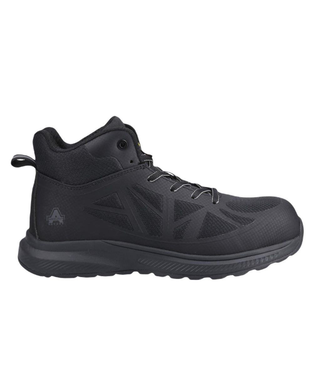 Black Coloured Amblers Safety AS722C Relay S1PL SR Safety Hikers on White Background
