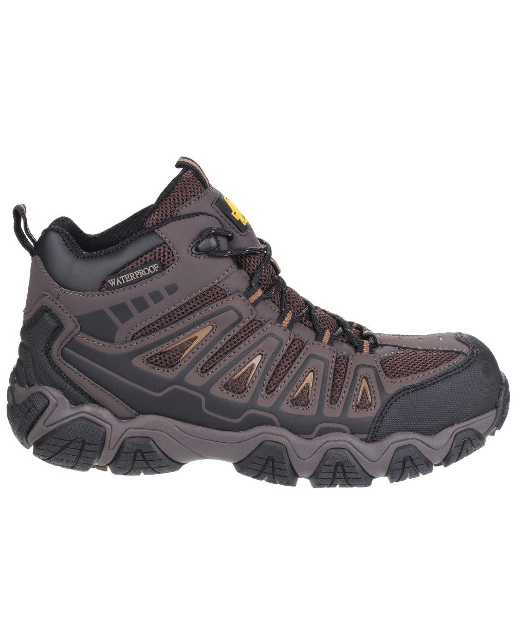 Brown coloured Amblers Safety AS801 Rockingham Waterproof Safety Hiker Boots on white background 