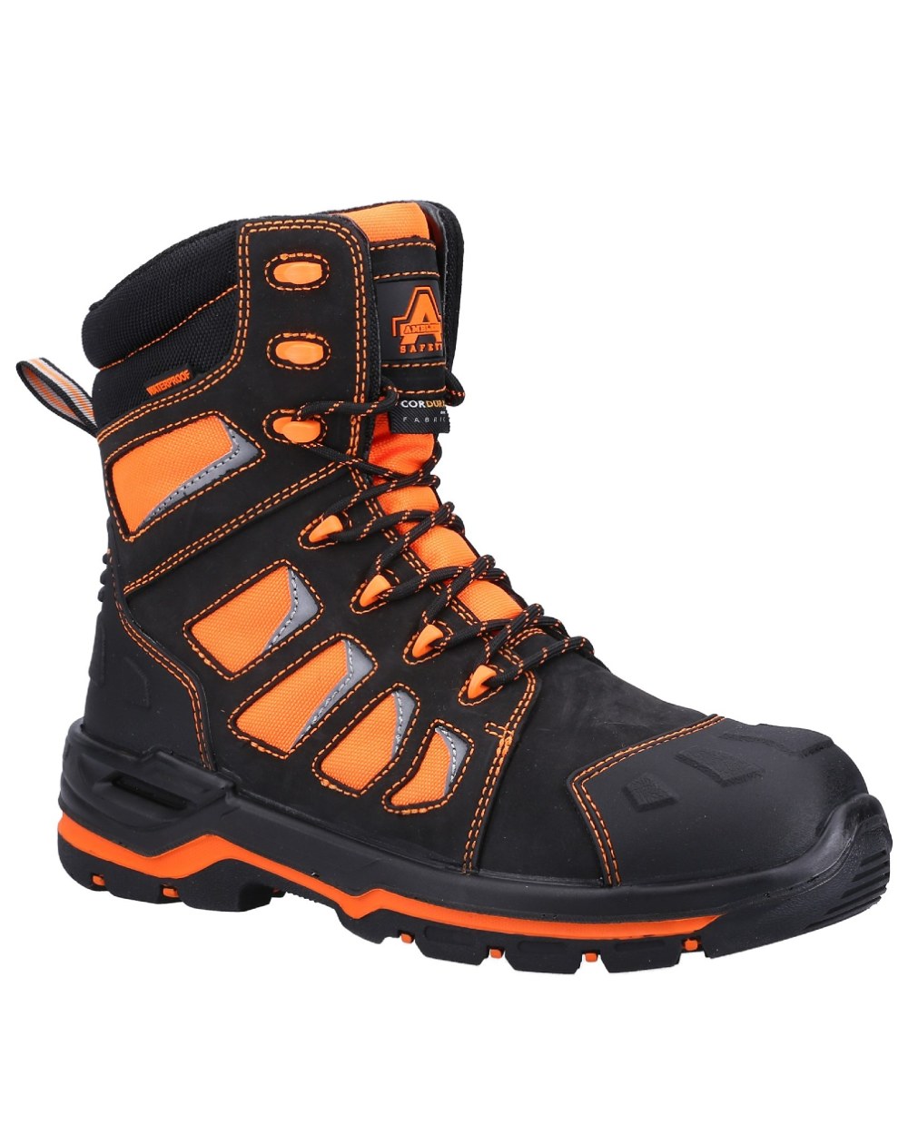 Orange Coloured Amblers Safety AS972C Beacon Waterproof Safety Boots on a white background