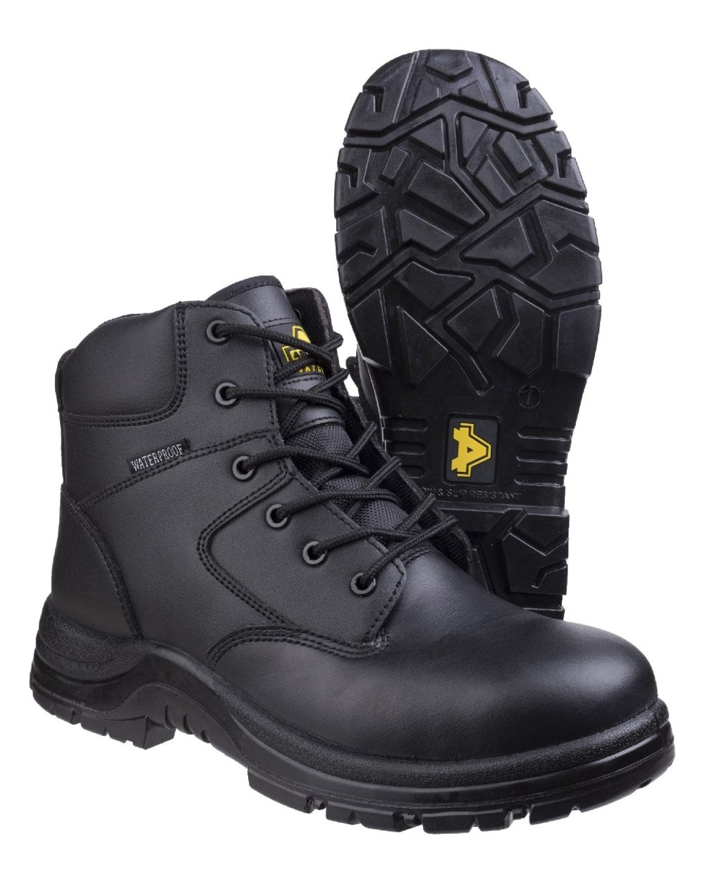 Black Coloured Amblers Safety FS006C Safety Boots on a white background