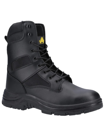 Black Coloured Amblers Safety FS008 Hi leg S3 SRC Safety Boots On A White Background
