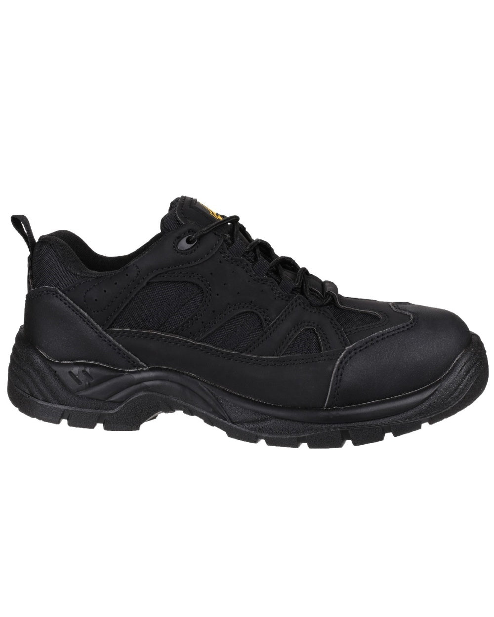 Black Coloured Amblers Safety FS214 Vegan Friendly Safety Shoes on a white background