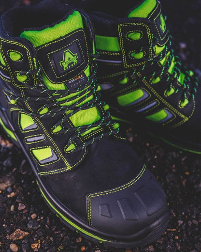 Yellow Coloured Amblers Safety Mens AS971C Radiant Safety Boots on a blurry background 
