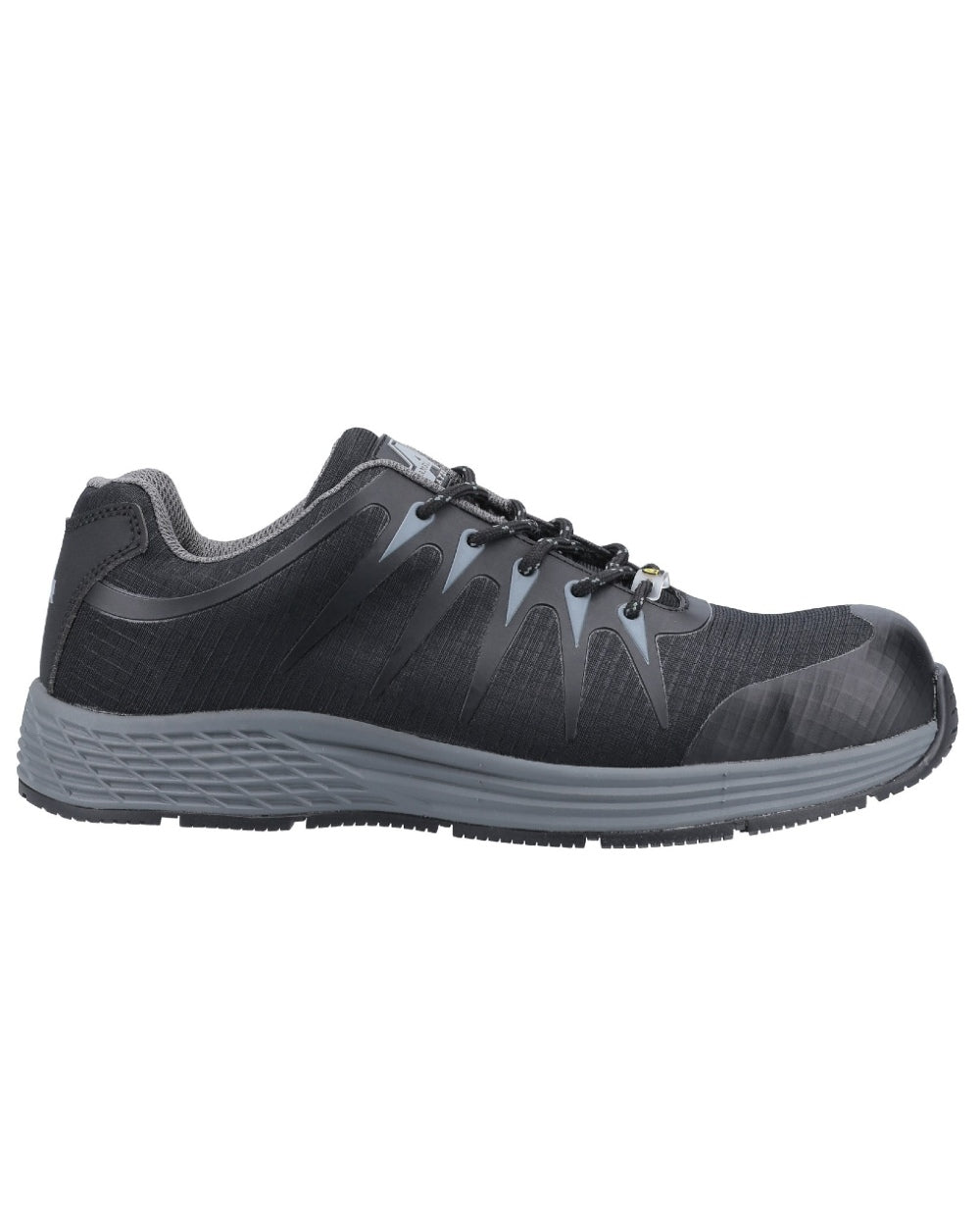 Black Coloured Amblers Safety Mens Womens AS717C Safety Trainer on a white background