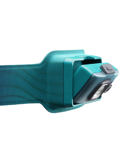 Ocean Teal Coloured BioLite Ultra-lightweight USB Headlamp 325 On A White Background 