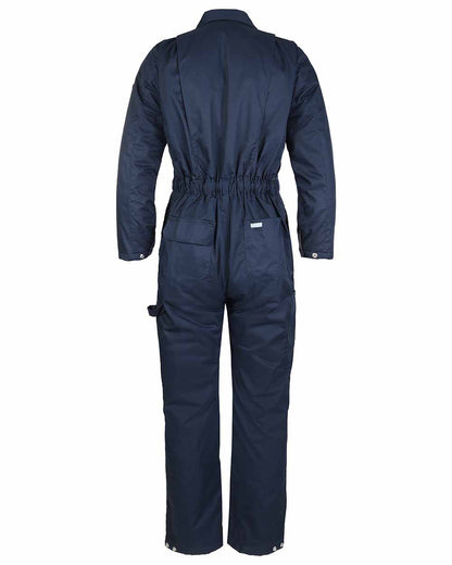 Navy Coloured Fort Quilted Padded Boilersuit On A White Background