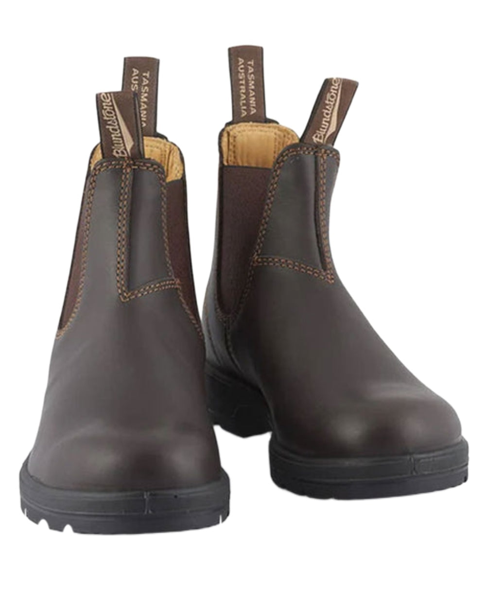 Walnut Coloured Blundstone 550 Brown Leather Chelsea Boots on White Background
