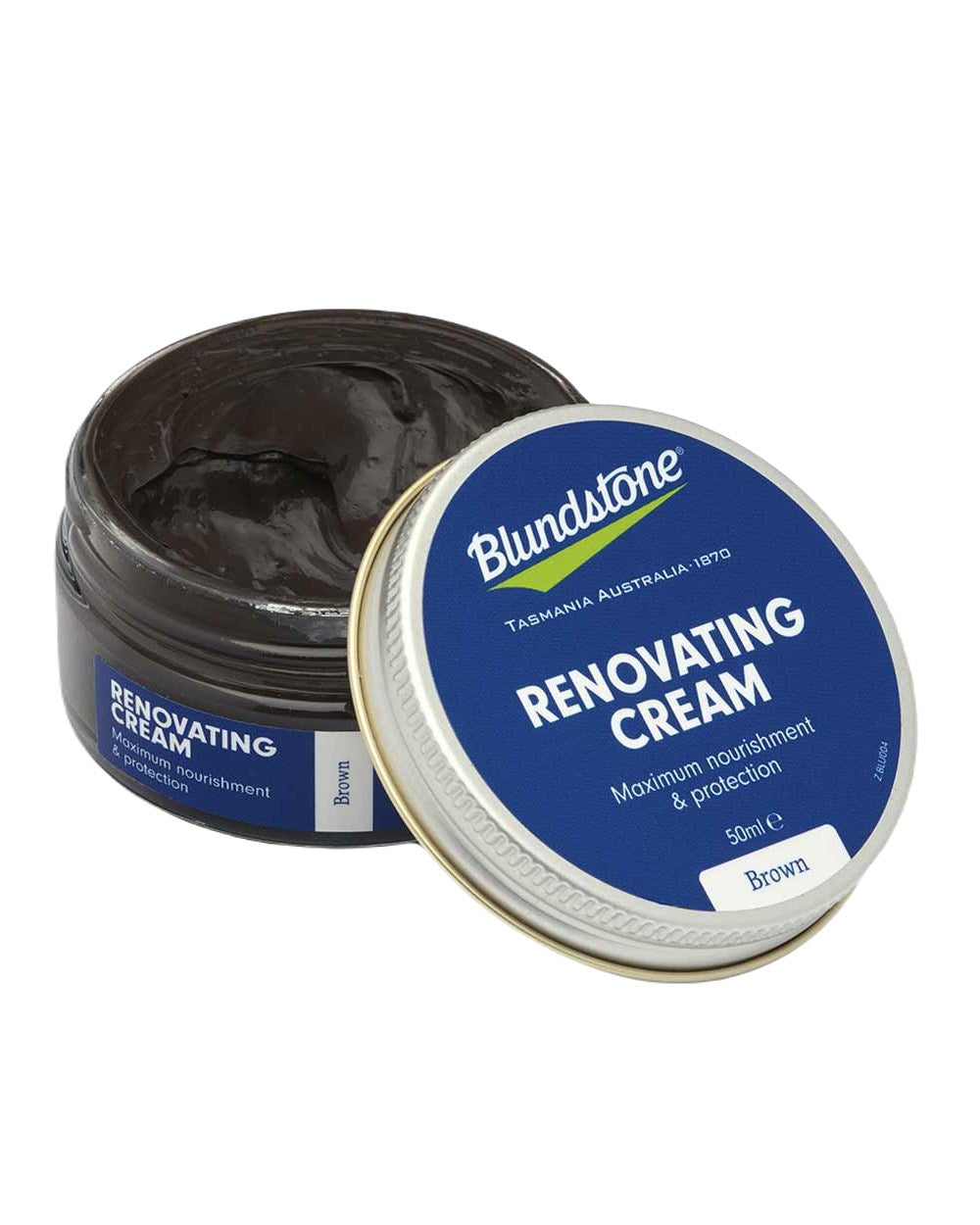 Brown Coloured Blundstone Renovating Cream On A White Background 